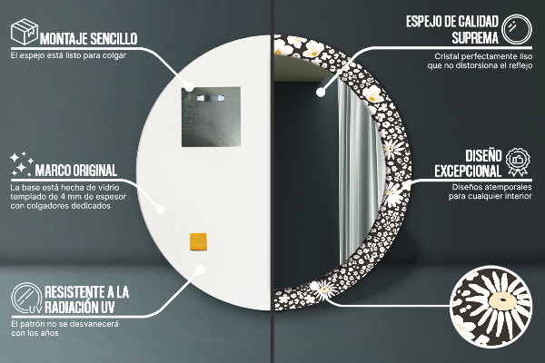 Rund spegel elegant Elfenben tusensköna