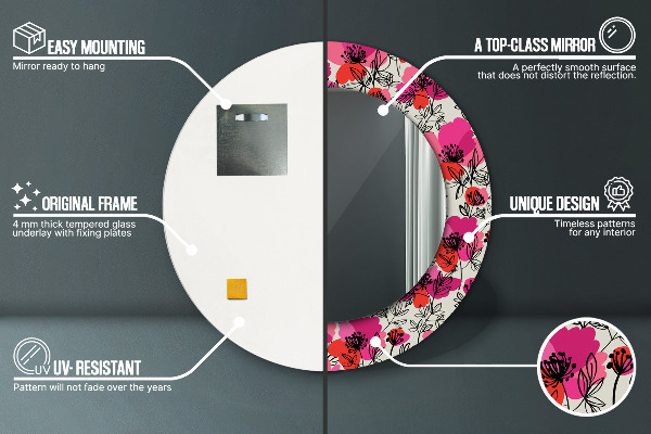 Rund spegel elegant Rosa vallmo