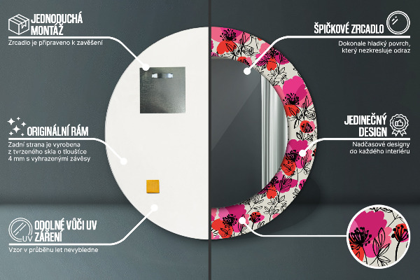 Rund spegel elegant Rosa vallmo