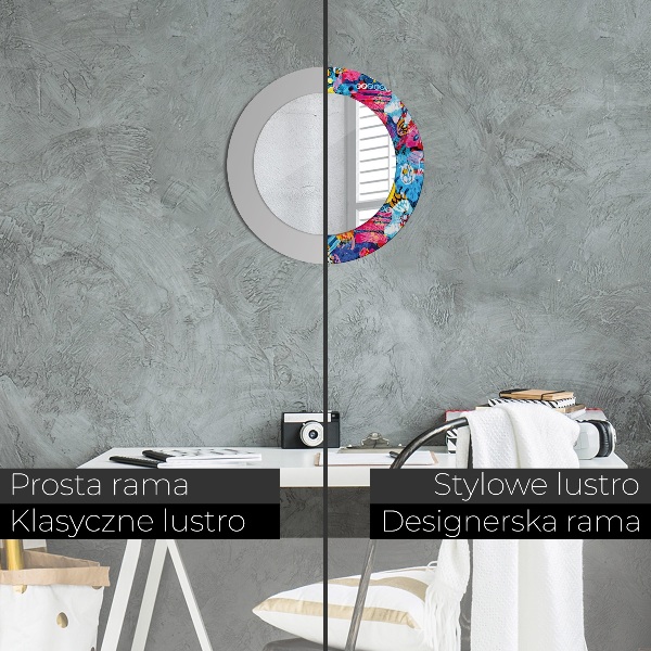 Rund spegel med tryck Färgglada doodles