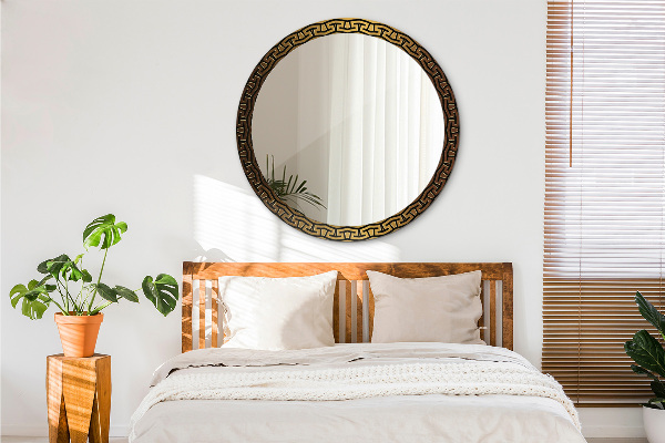 Rund spegel med tryck Grekisk prydnad