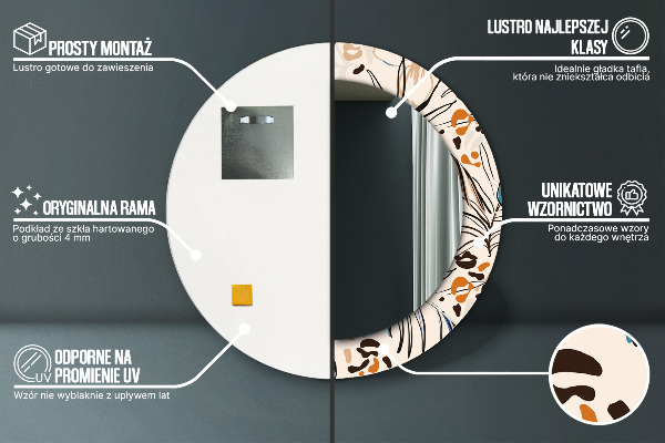 Rund spegel med tryck Djungelmönster blommor