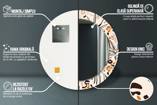 Rund spegel med tryck Djungelmönster blommor