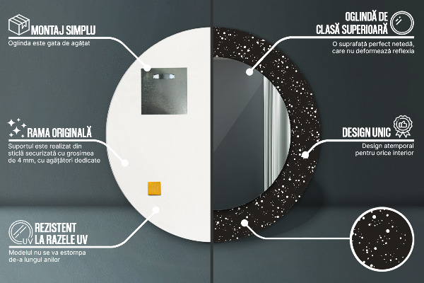 Rund spegel med tryck Kaotiska prickar