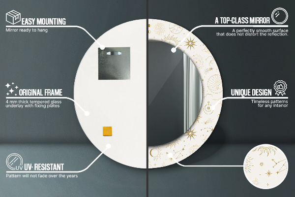 Rund spegel med tryck Mystiskt esoteriskt mönster