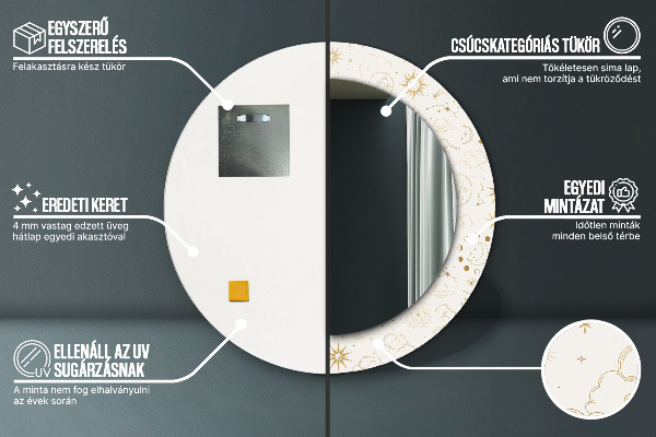 Rund spegel med tryck Mystiskt esoteriskt mönster