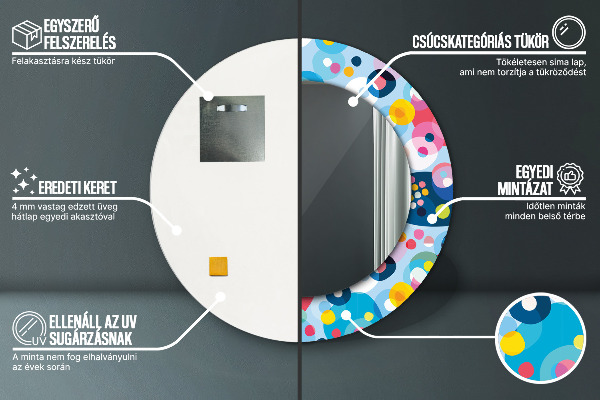 Rund spegel med tryck Färgglada taggar