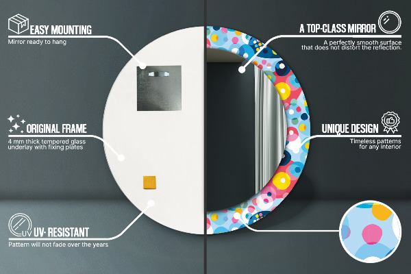 Rund spegel med tryck Färgglada taggar