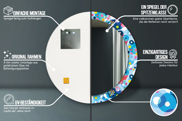 Rund spegel med tryck Färgglada taggar