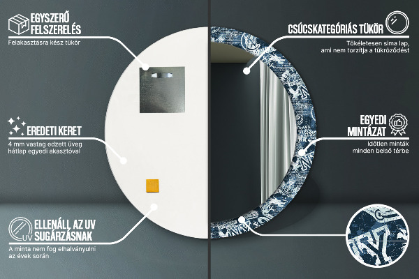 Rund spegel med tryck Collage