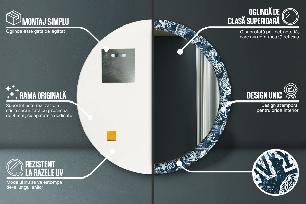 Rund spegel med tryck Collage