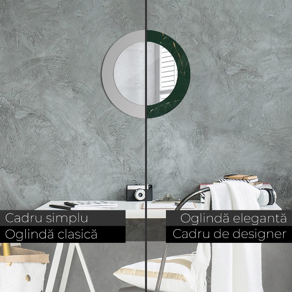 Rund spegel med tryck Fina gyllene blad