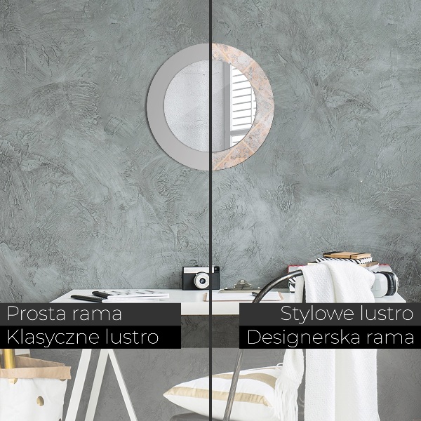 Rund spegel med tryck Shabby mosaik