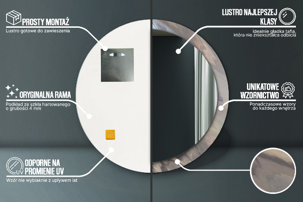 Rund spegel med tryck Holografisk textur