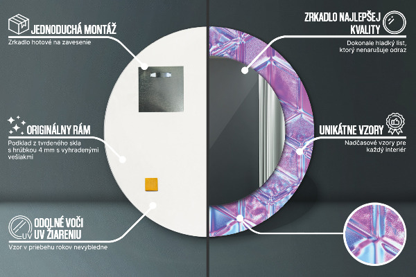 Rund spegel med tryck Abstrakt surrealistiskt