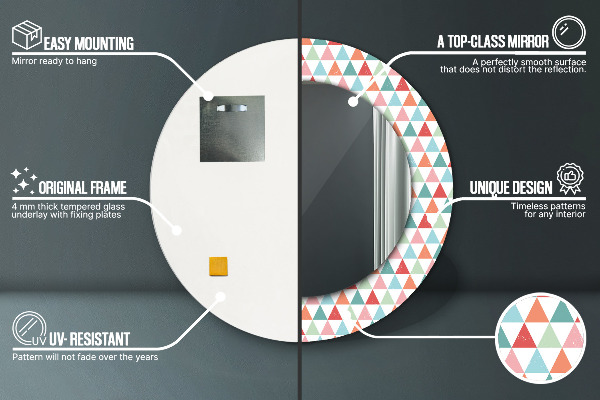 Rund spegel med tryck Geometriskt mönster