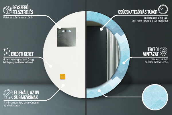 Rund spegel med tryck Chevron mönster