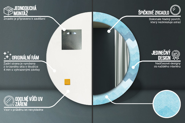 Rund spegel med tryck Chevron mönster