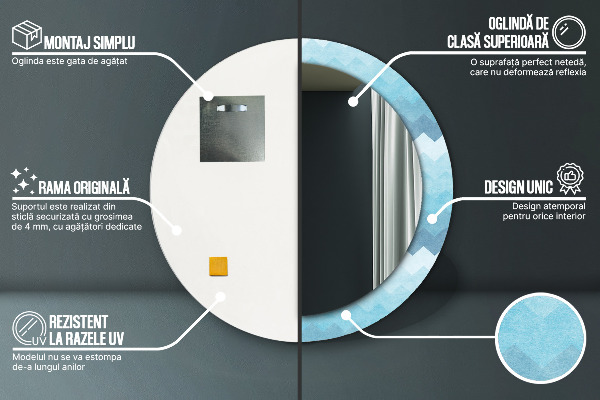 Rund spegel med tryck Chevron mönster