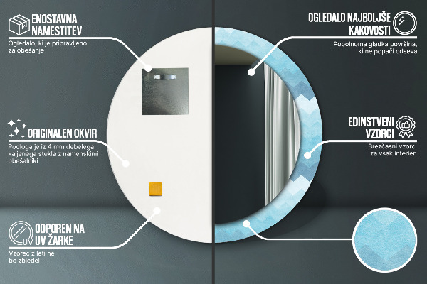 Rund spegel med tryck Chevron mönster