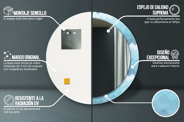 Rund spegel med tryck Chevron mönster