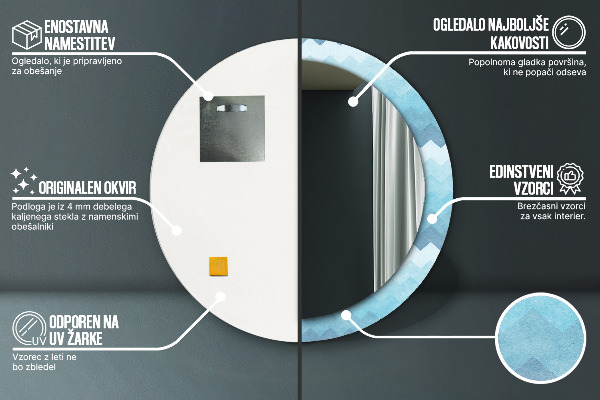 Rund spegel med tryck Chevron mönster