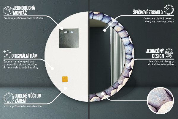Rund spegel med tryck Havsstenar cirklar