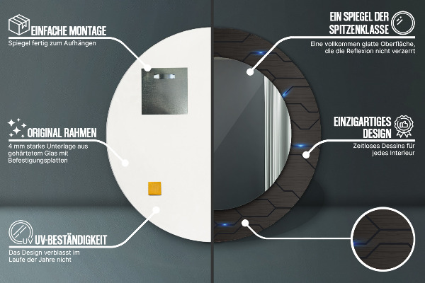 Rund spegel med tryck Futuristisk abstrakt