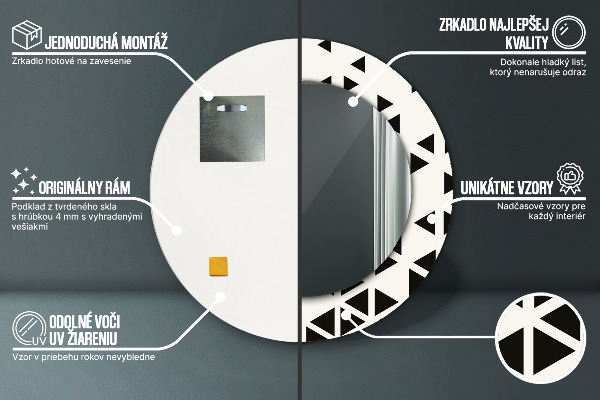 Rund spegel med tryck Abstrakt geometrisk