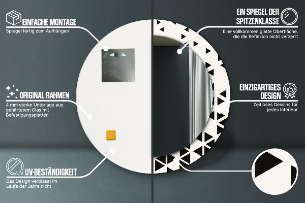 Rund spegel med tryck Abstrakt geometrisk