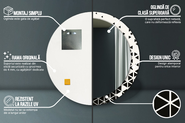 Rund spegel med tryck Abstrakt geometrisk
