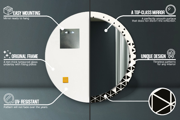 Rund spegel med tryck Abstrakt geometrisk