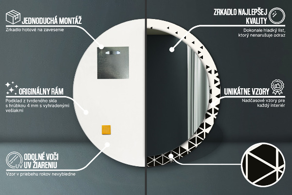 Rund spegel med tryck Abstrakt geometrisk
