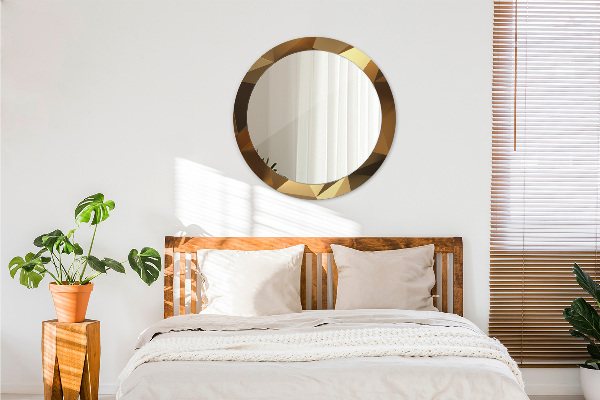 Rund spegel med tryck Guld abstraktion