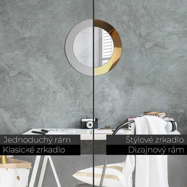 Rund spegel med tryck Guld abstraktion