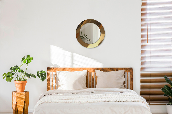 Rund spegel med tryck Guld abstraktion