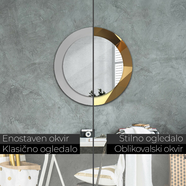 Rund spegel med tryck Guld abstraktion