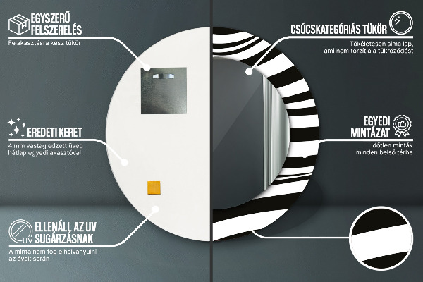 Rund spegel med tryck Abstrakt våg