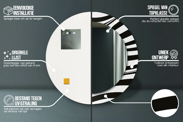Rund spegel med tryck Abstrakt våg