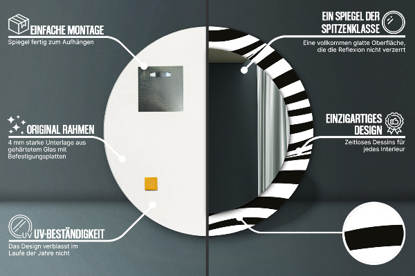 Rund spegel med tryck Abstrakt våg