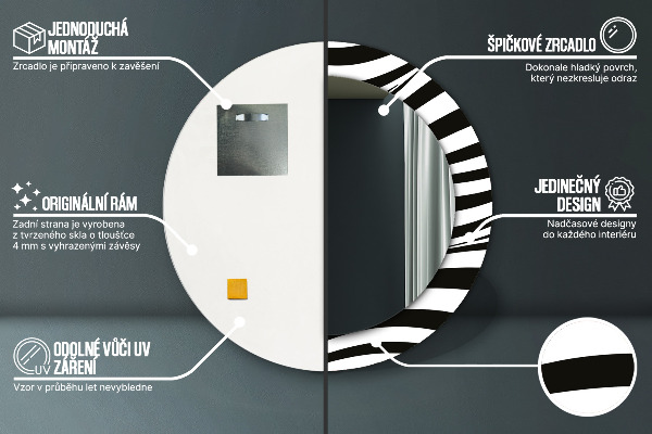 Rund spegel med tryck Abstrakt våg