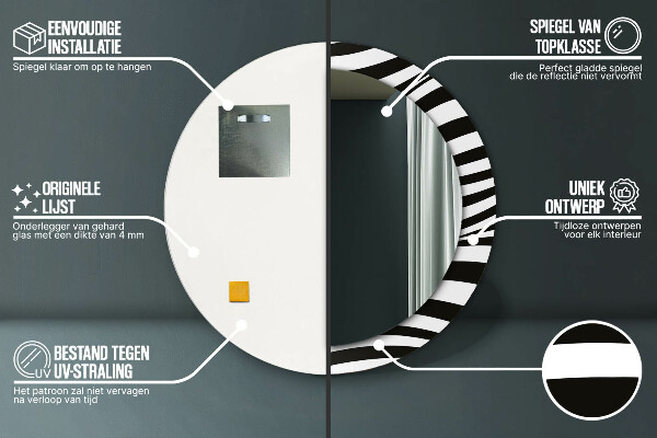 Rund spegel med tryck Abstrakt våg