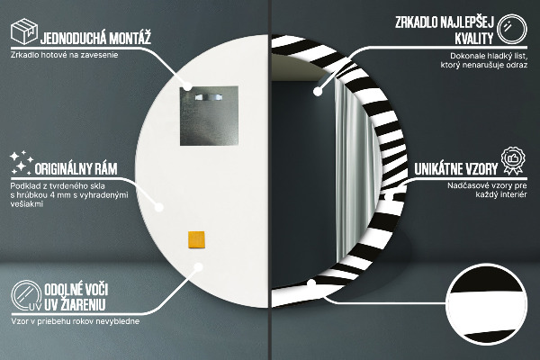 Rund spegel med tryck Abstrakt våg
