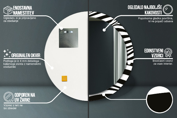 Rund spegel med tryck Abstrakt våg