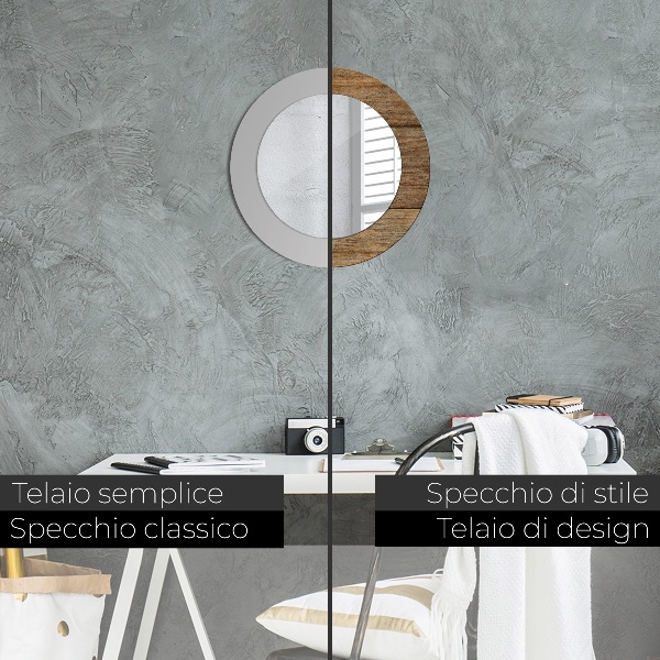 Rund spegel med tryck Gammalt trä