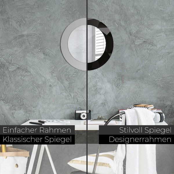 Rund spegel med tryck Abstrakt svart