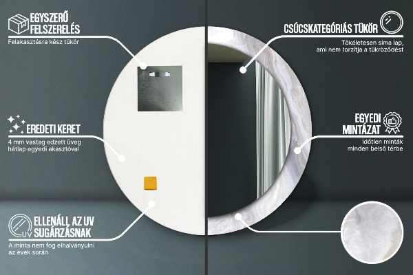 Rund spegel med tryck Abstrakt marmor