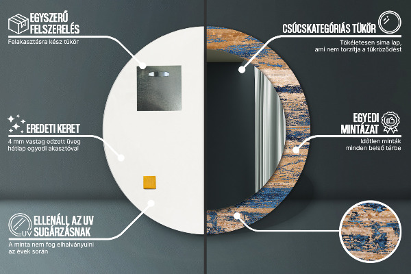 Rund spegel med tryck Abstrakt trä