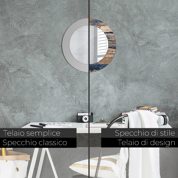 Rund spegel med tryck Abstrakt trä