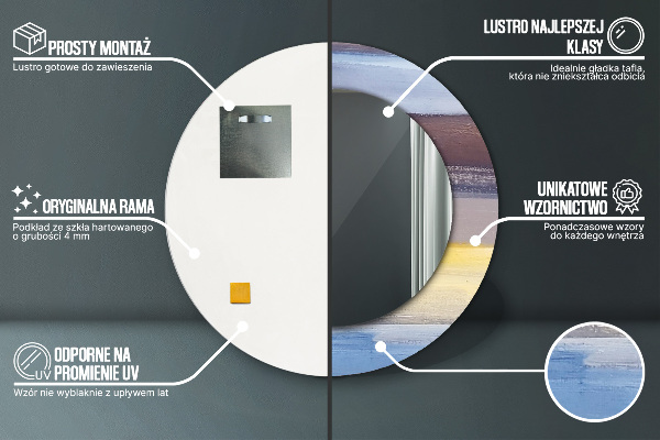 Rund spegel med tryck Abstrakt bild